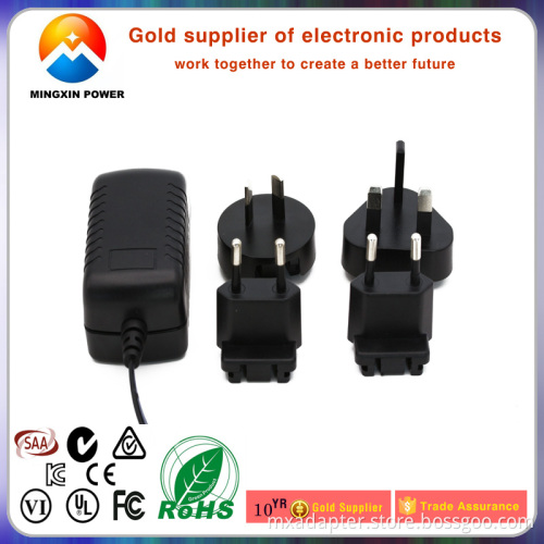 Interchangeable12V 2A 24W AC Power Adapter with ETL FCC SAA CE C-TICK For cctv camera projector